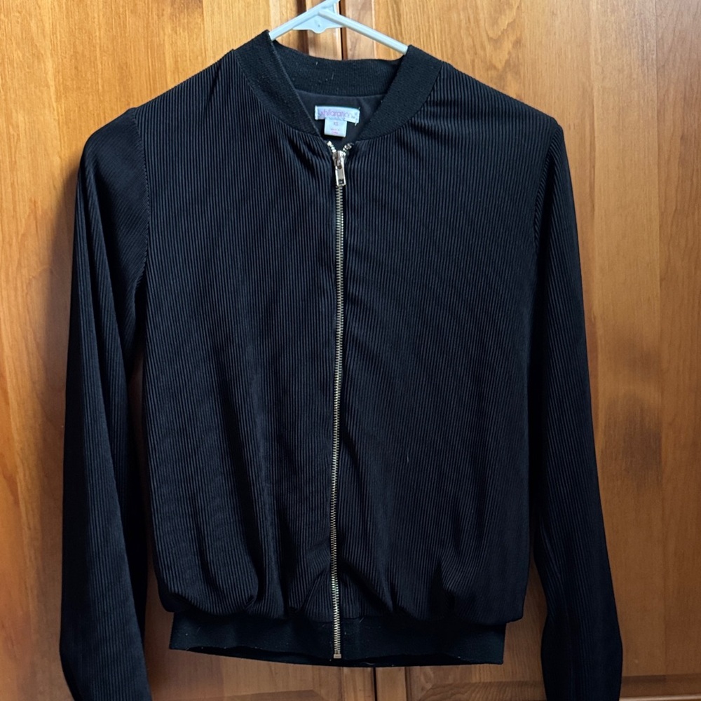 Black Ribbed Bomber Jacket
